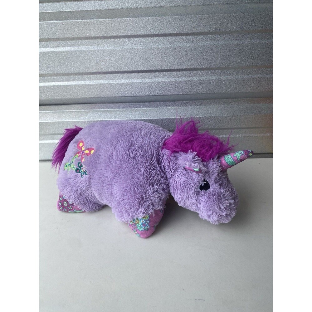 Pillow Pets Purple Unicorn Plush 18" Butterfly Embroidered Paisley Floral Toy